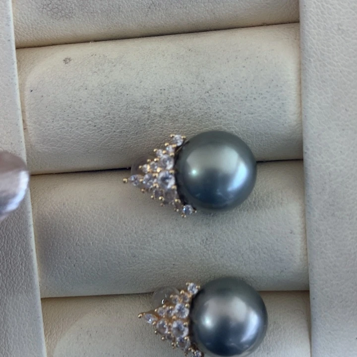 银S925镶嵌耳饰海水珍珠