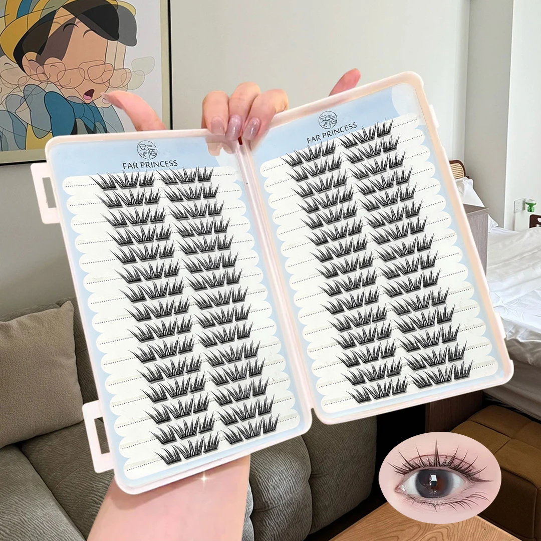 2025新品免胶小薄片假睫毛蓝眼泪超自然仿真灵动分段式自粘睫毛书