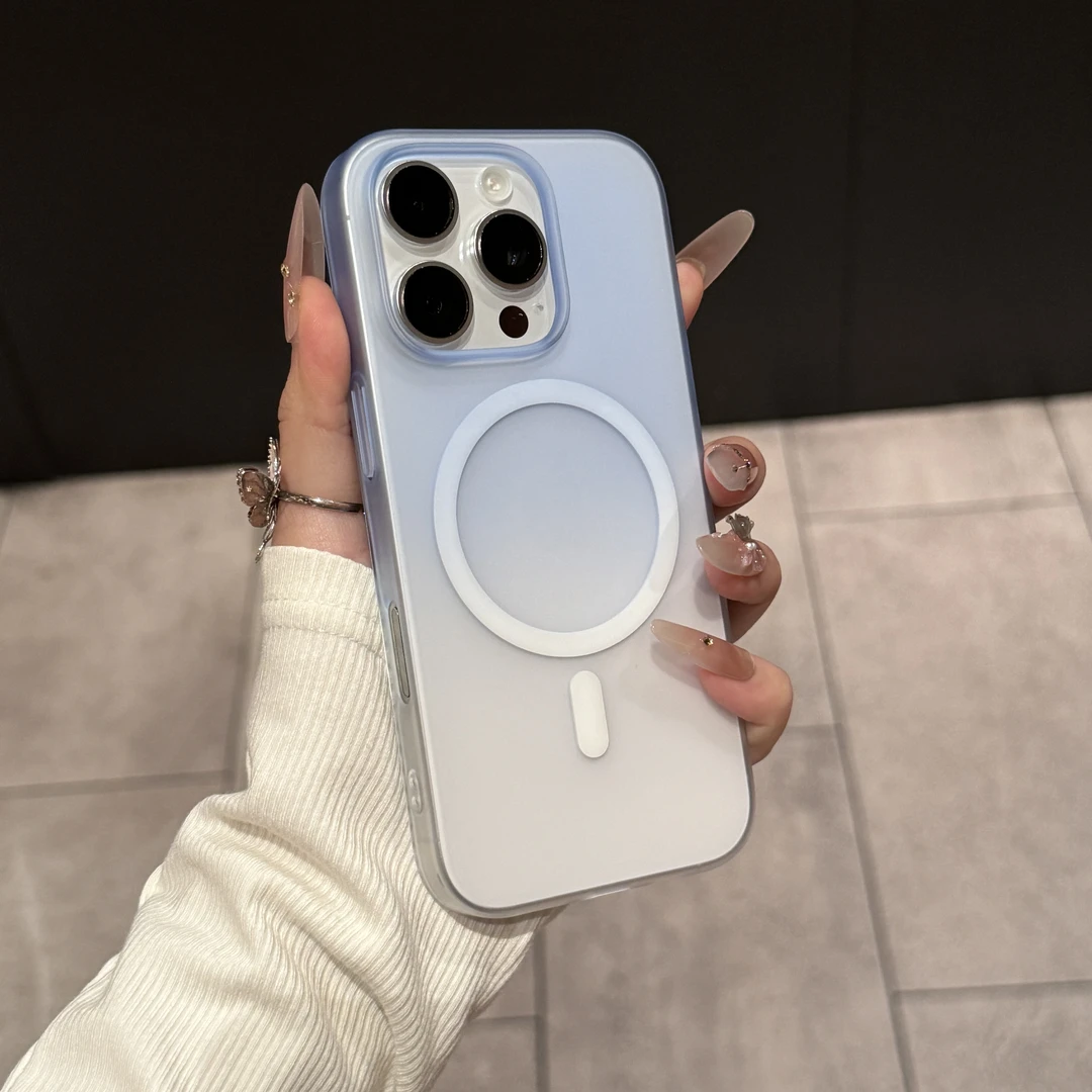 高级简约果冻磁吸适用苹果16promax手机壳iPhone15新款14防指纹13