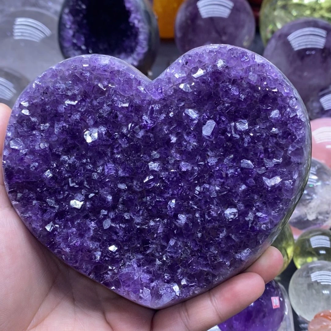 未镶嵌珠宝半成品水晶848紫水晶爱心