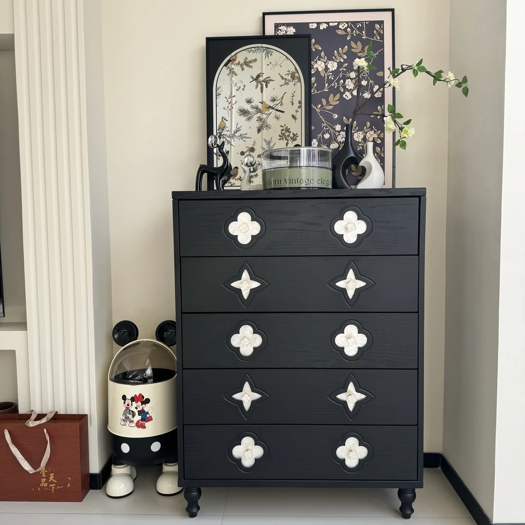 Y-2045意式轻奢简约家用储物斗柜复古客厅抽屉五斗柜80*40*110