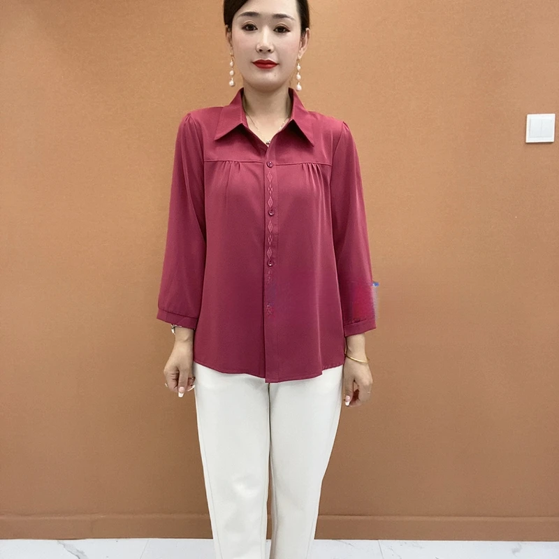 夏季新款洋气气质纯色小衫上新宽松时尚显瘦百搭开衫妈妈上衣