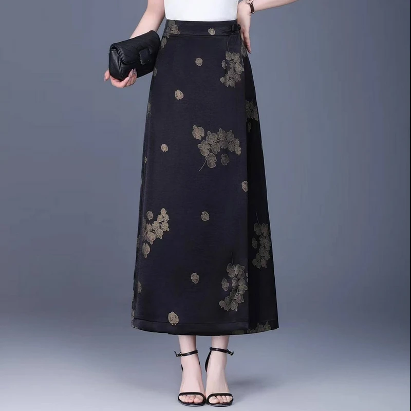 一片式气质半身裙2025年女春夏季新款中长裙直筒开叉包臀裙