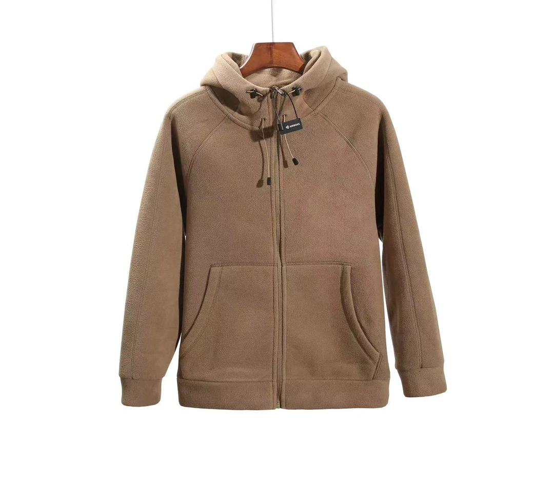 极力推荐高克重双面摇粒绒加厚户外保暖连帽夹克外套男女款