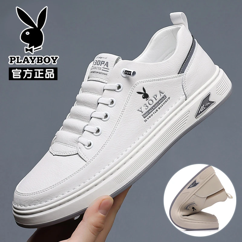 花花公子秋冬男鞋爆款休闲软底百搭皮鞋干净感痞帅男鞋板鞋休闲鞋