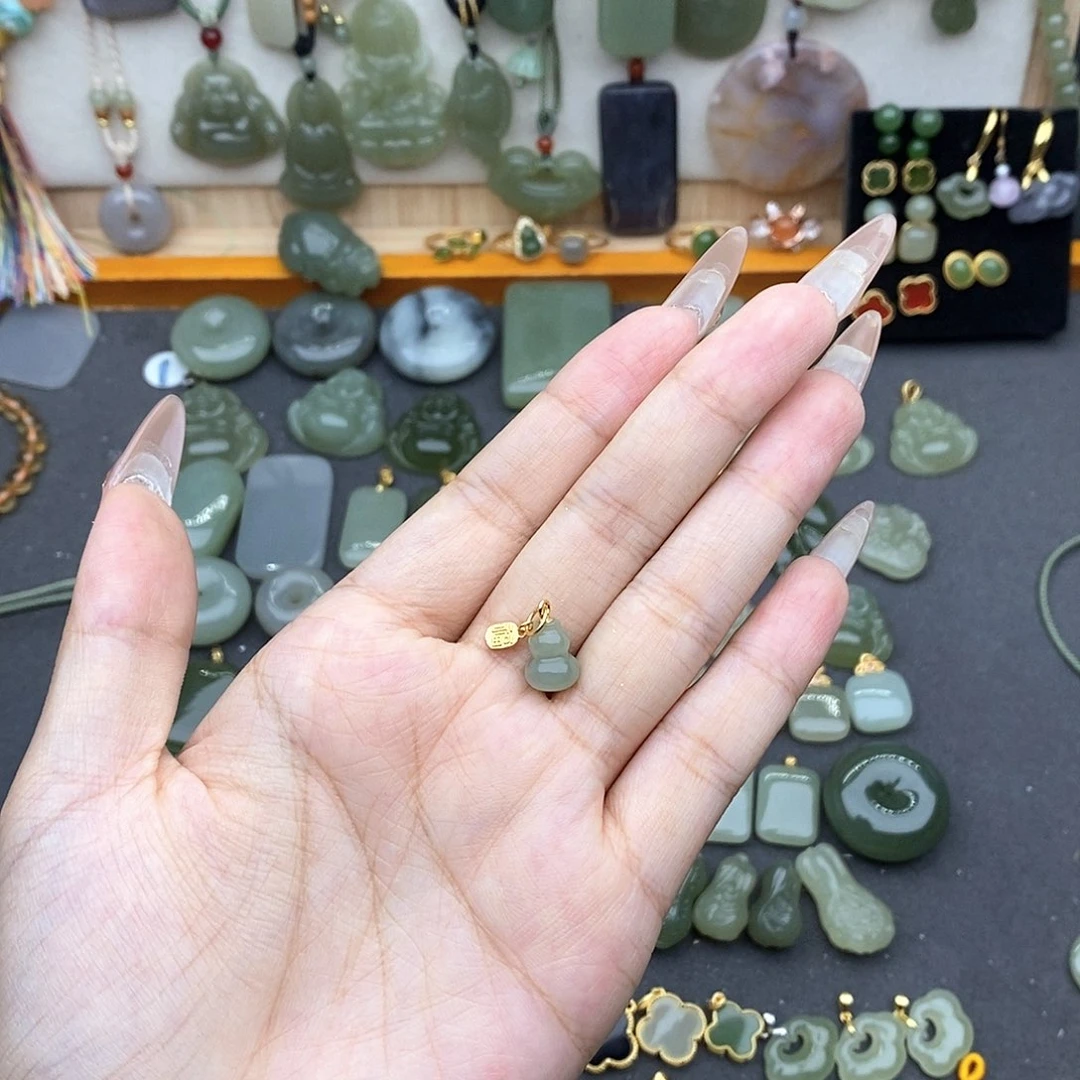 和田玉银S925镶嵌吊坠(不含链)