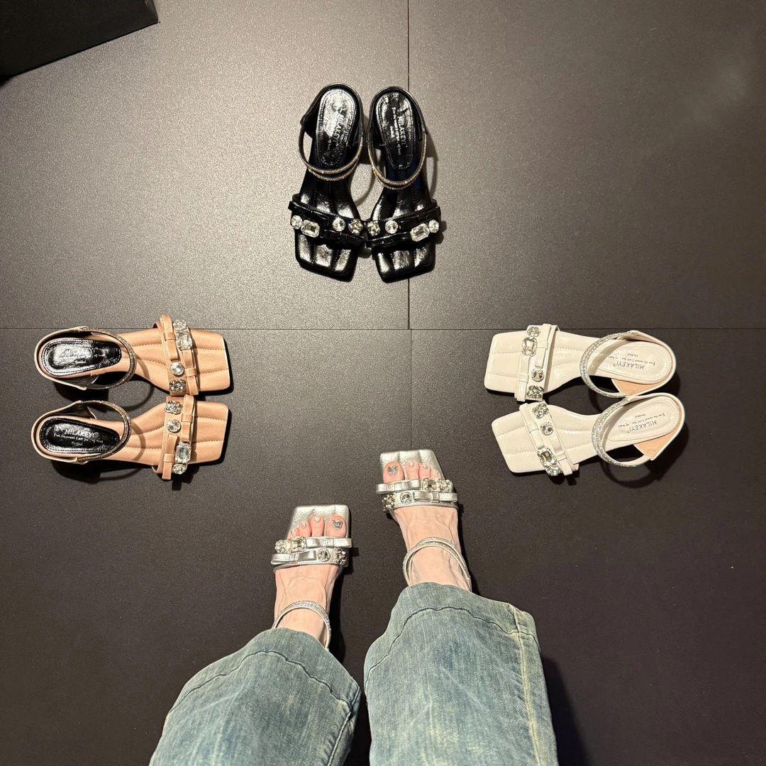 MILAKEYI夏季新款百搭时尚气质网红爆款热推休闲日常风中跟凉拖鞋