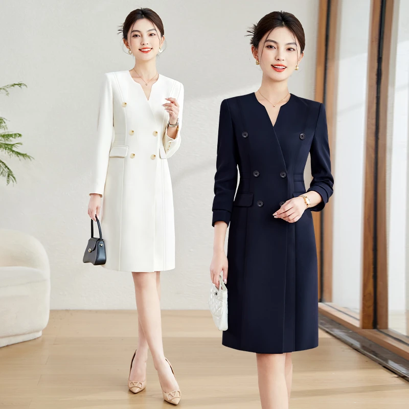 芭妃娅职业连衣裙女神范时尚气质导购OL销售工作服金店物业工装春