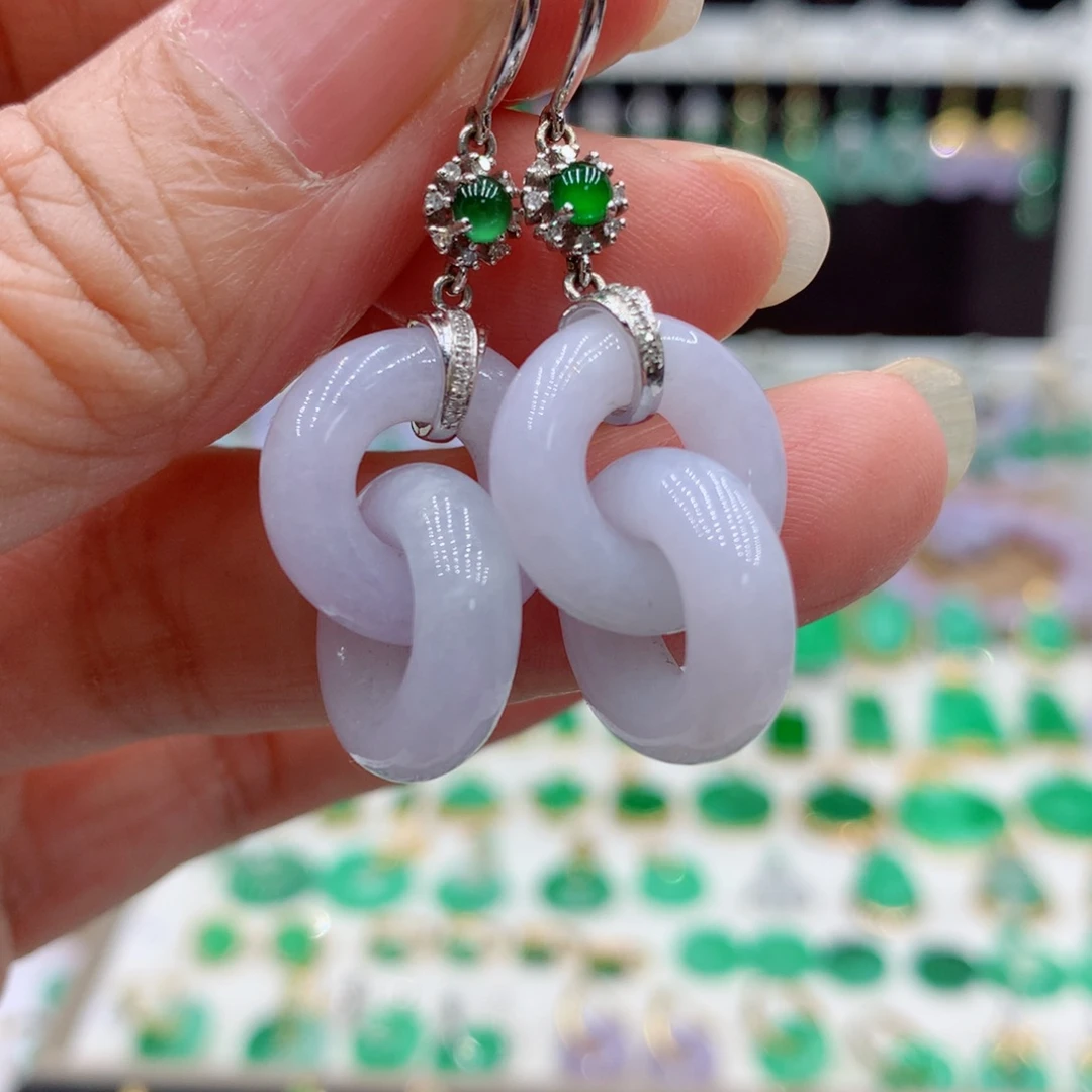 翡翠18K金镶嵌耳饰