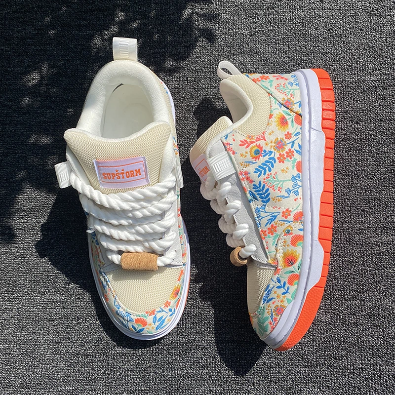 耐磨面包情侣透气板鞋休闲鞋女鞋学生失序混搭风男女休闲板鞋子男