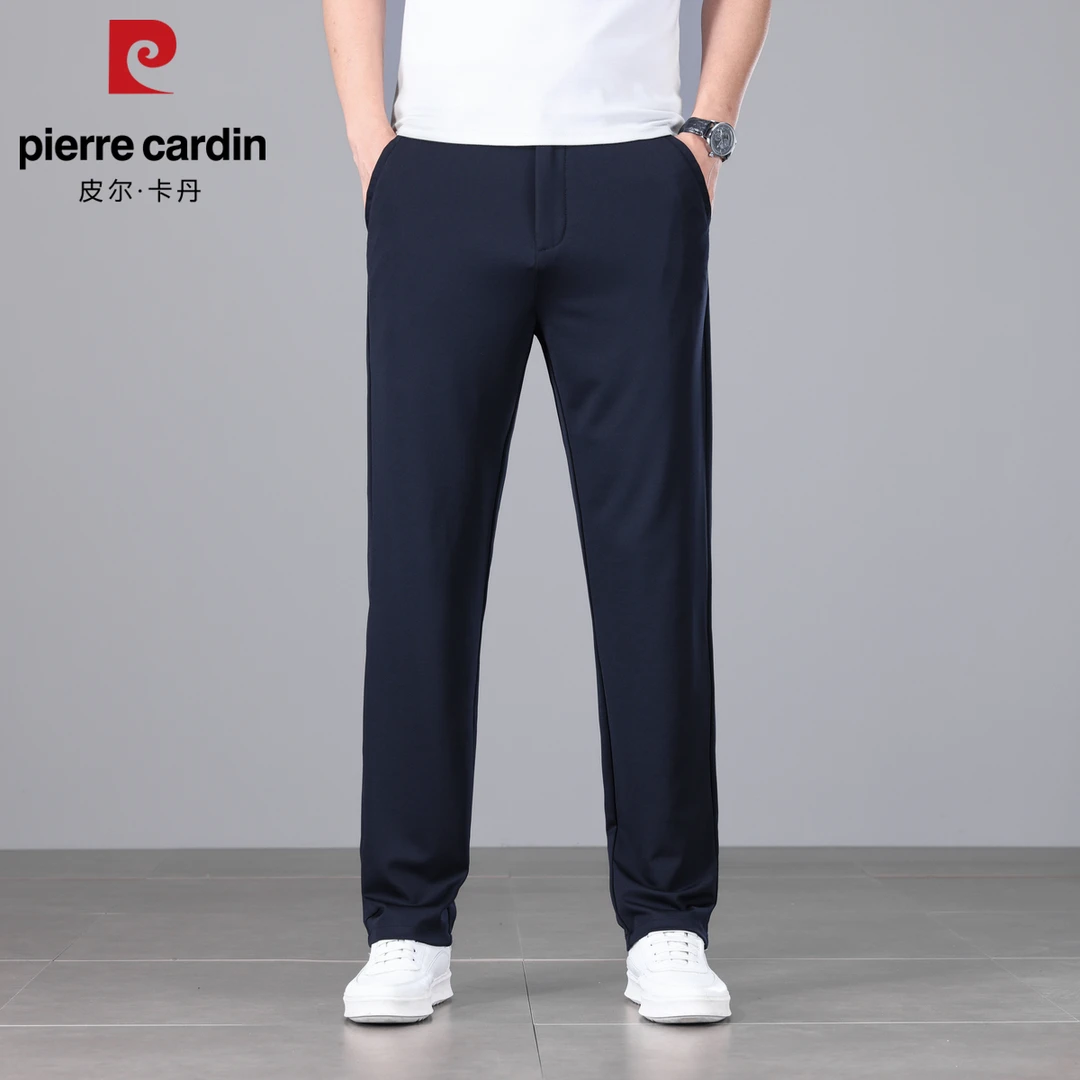 皮尔卡丹男装休闲裤桑蚕丝高弹百搭简约直筒宽松春夏透气柔软亲肤