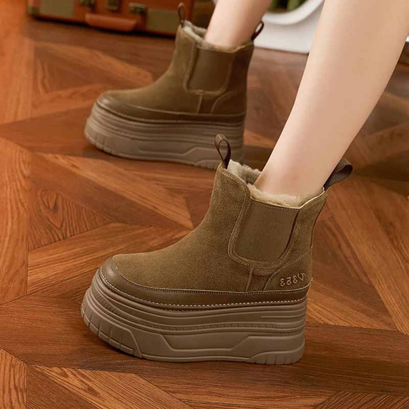 【JTG&SHOES 官方】质感雪地靴女冬季新款内增高大棉女靴子保暖加绒