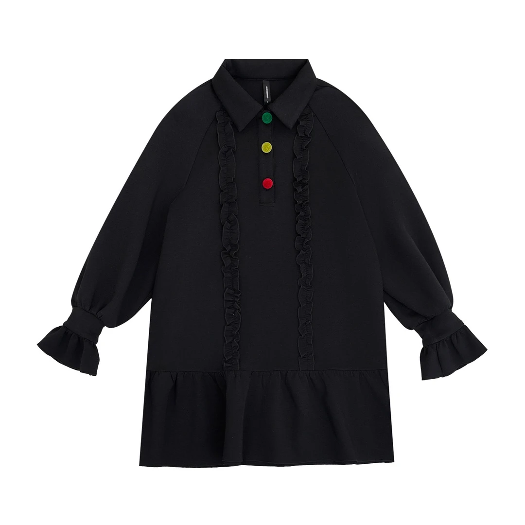 26N早春新款时尚休闲复古百搭显瘦潮流翻领POLO卫衣连衣裙-161126