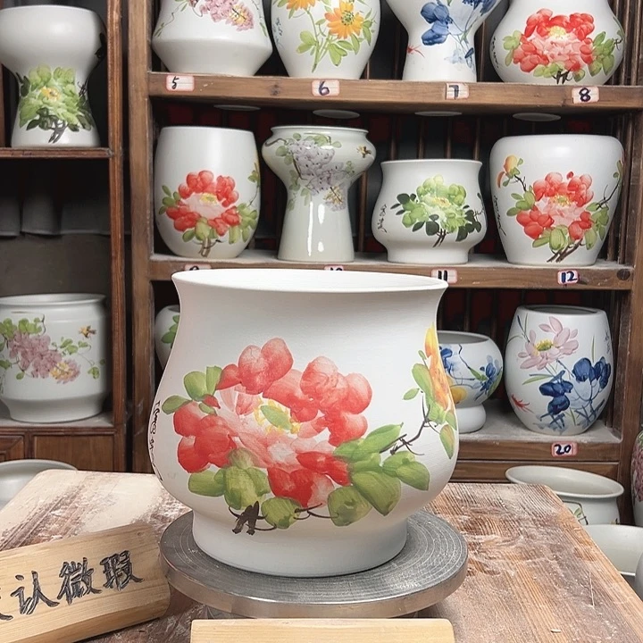 摆件钱袋子红牡丹新款陶瓷陶瓷