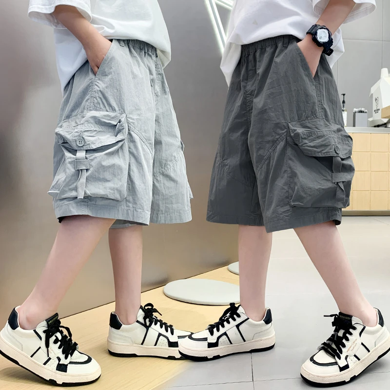 男童工装短裤夏季大童夏装裤子2025新款儿童速干休闲裤七分裤男孩
