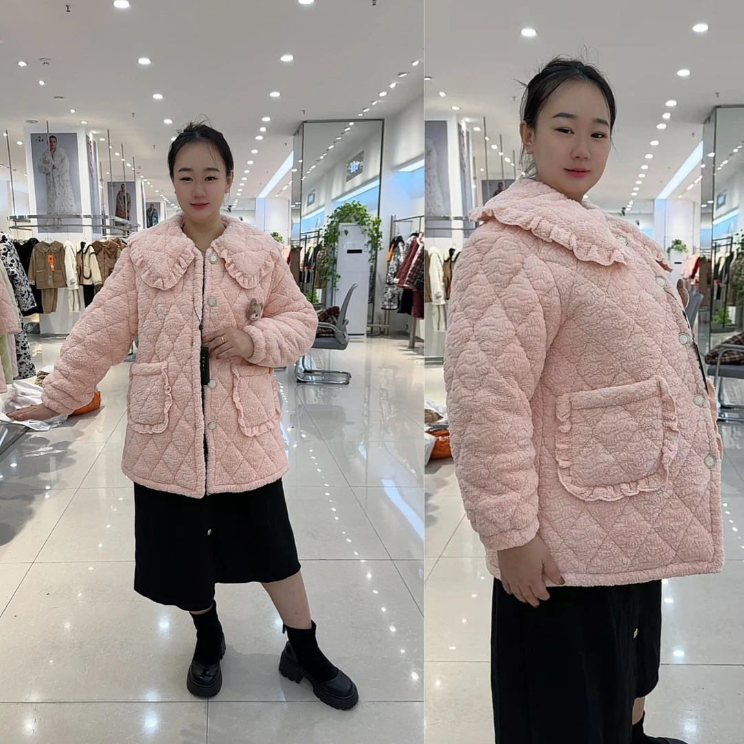 【时尚小香风大码加厚】三层三层加厚时尚冬款家居服超大睡衣冬季