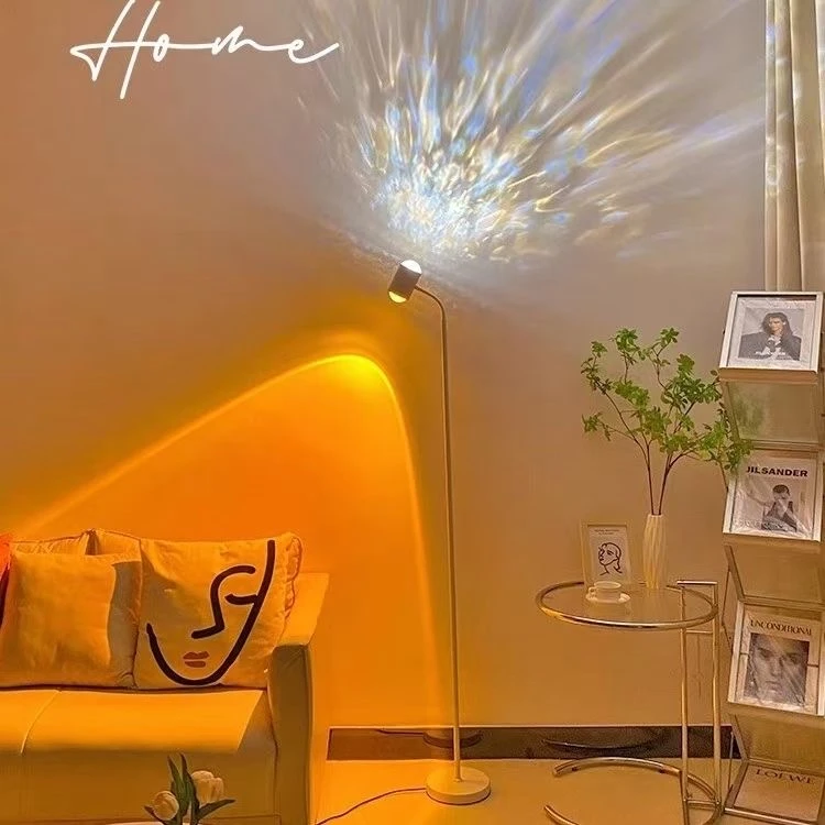 厂家直销双头夕阳红水波纹动态落地灯直播店铺客厅氛围灯