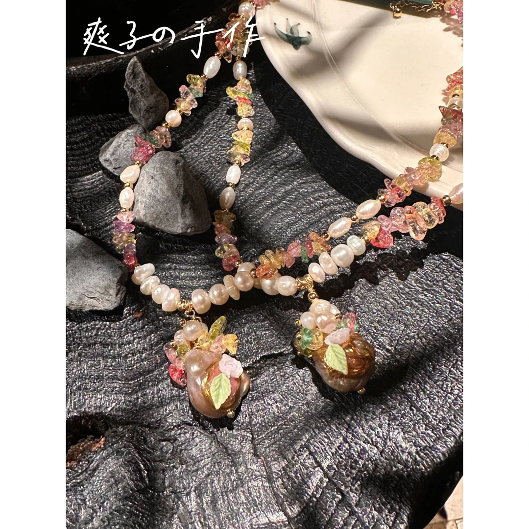 铜合金项链 1010 莫奈花园 梦幻糖果色小众手作项链