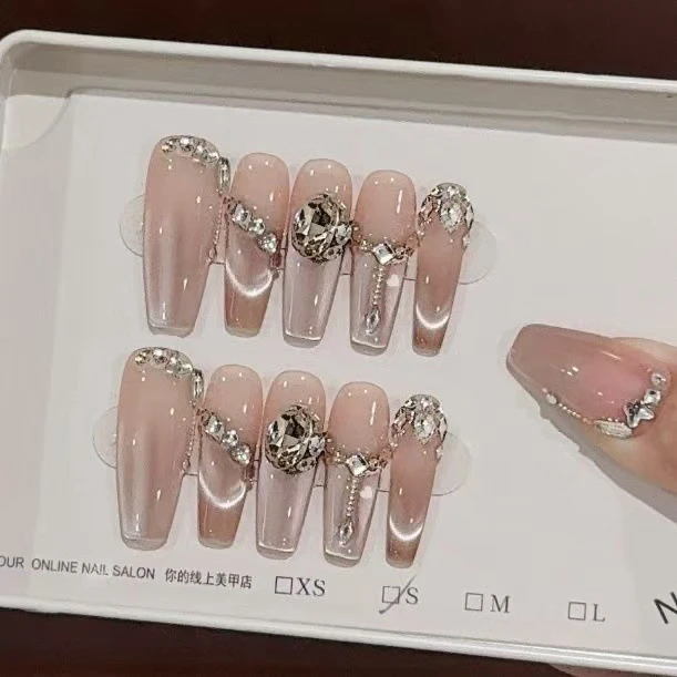 【往日云烟】纯手工穿戴甲猫眼高级感美甲贴片可拆卸指甲贴