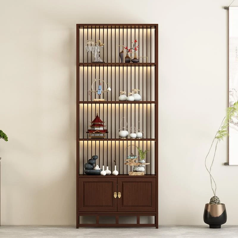 新中式博古架实木多宝阁茶室隔断书架客厅茶叶展示柜小茶柜置物架