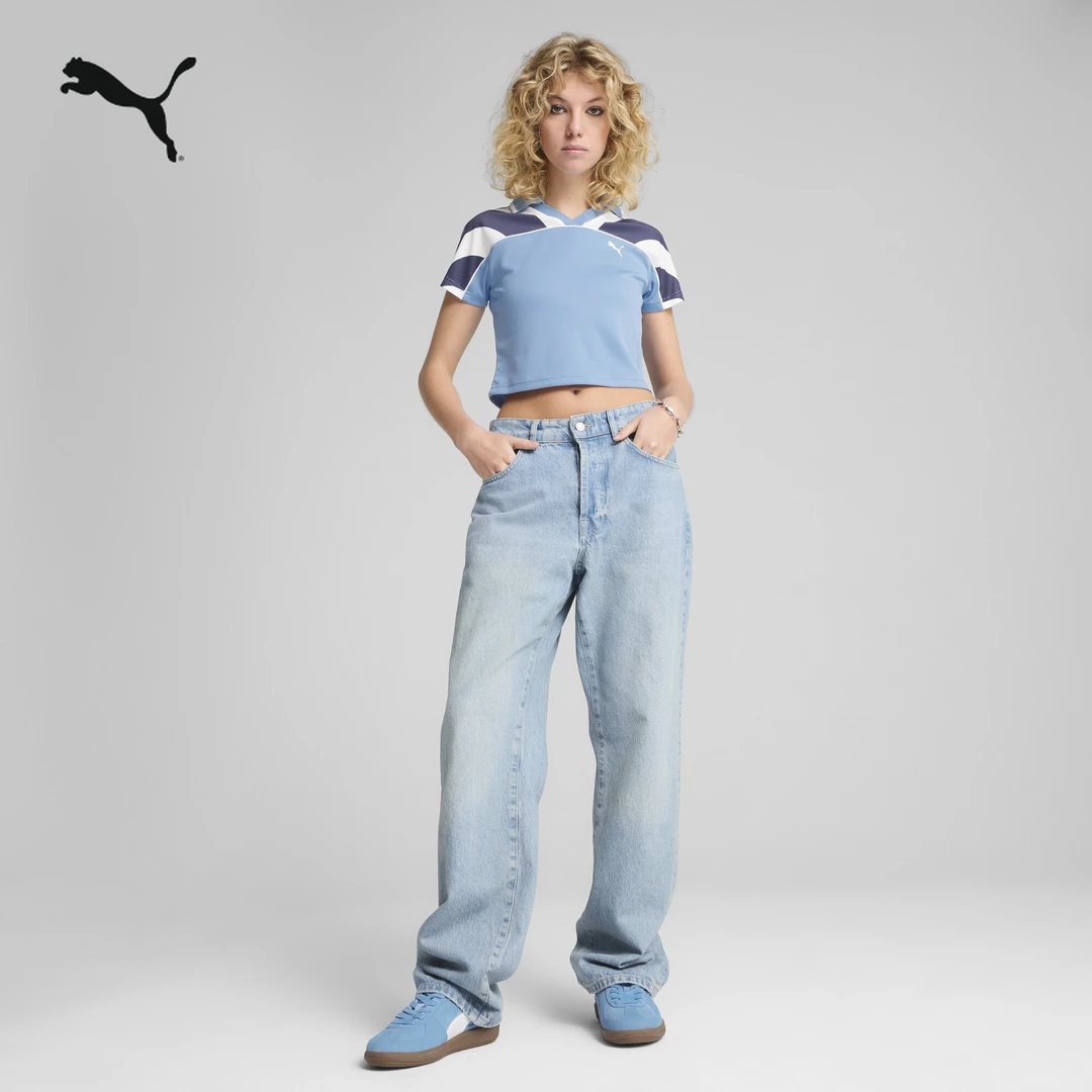 PUMA彪马复古足球风修身短款短袖T恤POLO衫女春夏运动上衣 629783