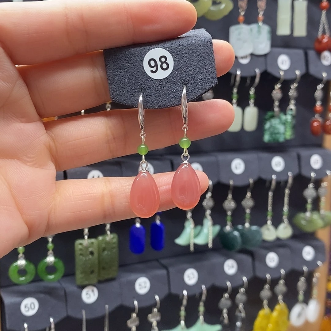 灵***感玛瑙/玉髓耳坠银S925镶嵌