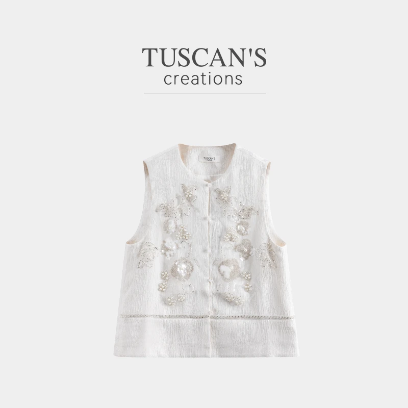 TUSCAN'S CREATIONS时尚国风刺绣百搭马甲外套时代集团双鱼女装