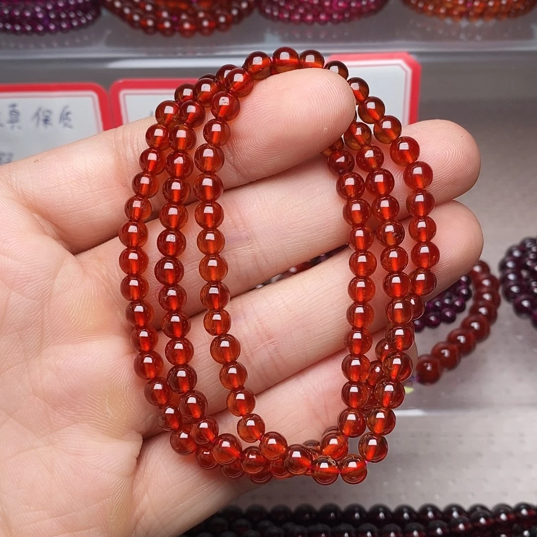 石榴石未镶嵌手链卡5高品质橙红