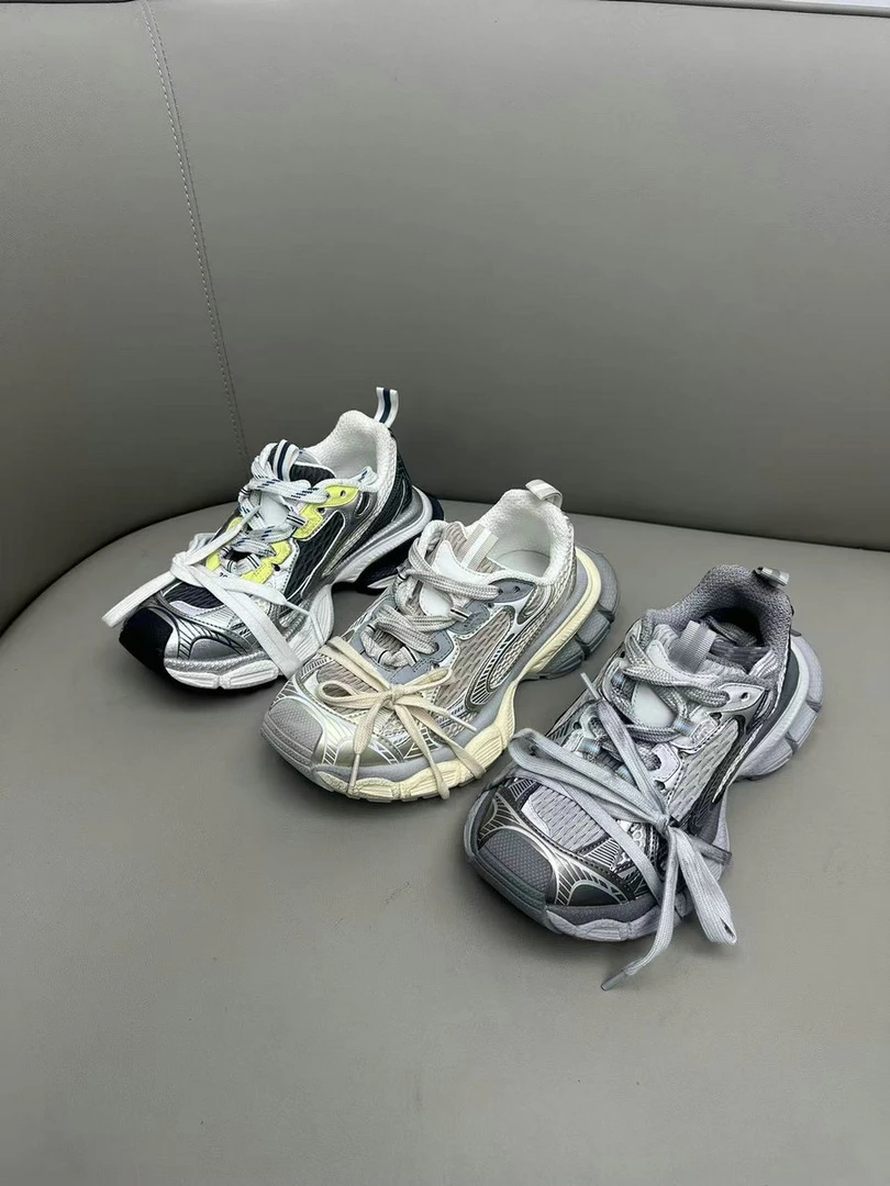 欧洲站2025春季新款真皮网面透气厚底增高运动鞋时尚百搭老爹鞋潮