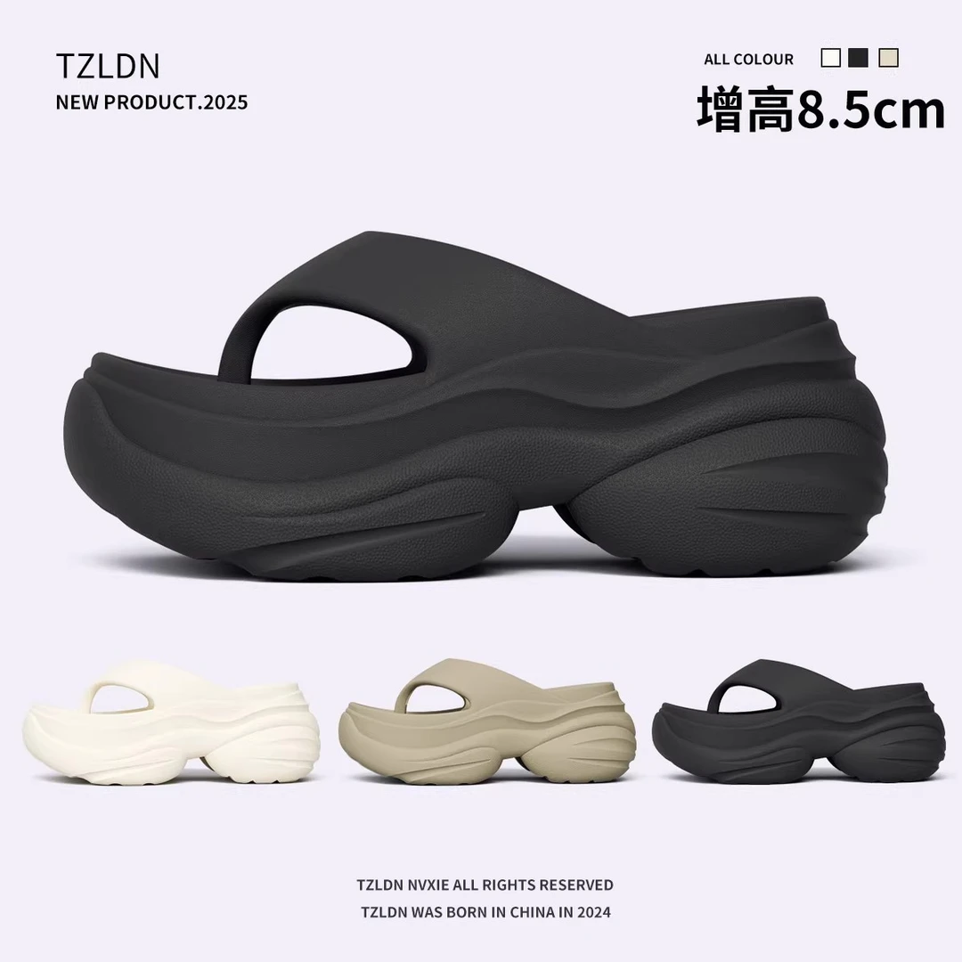 厚底沙滩鞋女夏天外穿海边增高防滑EVA夹脚人字拖2025新款A841