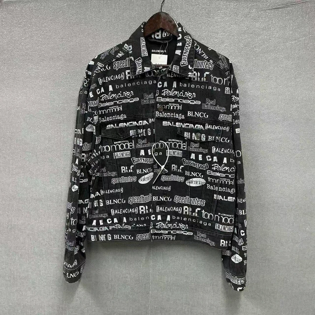 未使用 Balenciaga/巴黎世家 PM电视节目满印弹幕牛仔外套46/9560