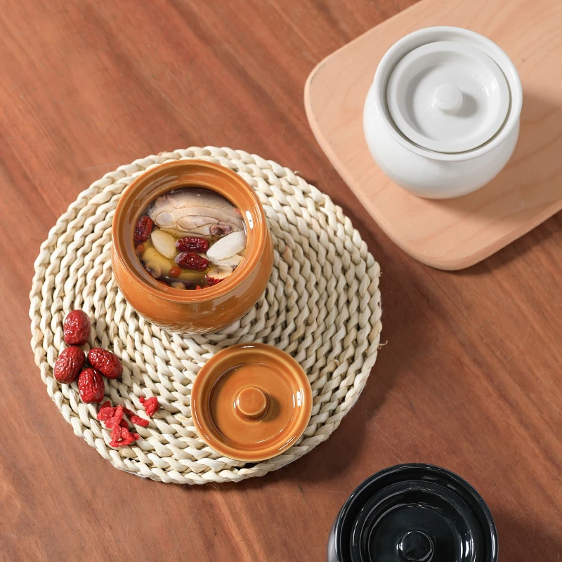 瓦罐陶瓷炖盅隔水炖带盖汤罐炖罐炖汤蒸蛋蒸盅煲汤家用商用小炖盅