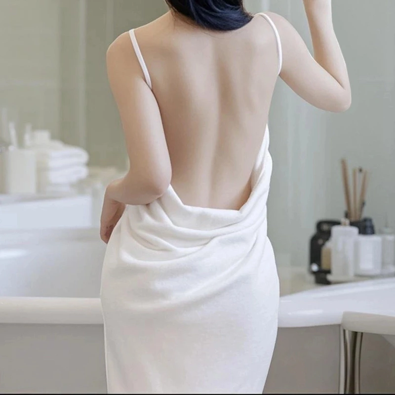 浴袍吊带睡袍棉情调一片式浴巾可裹可穿沙滩巾家用成人