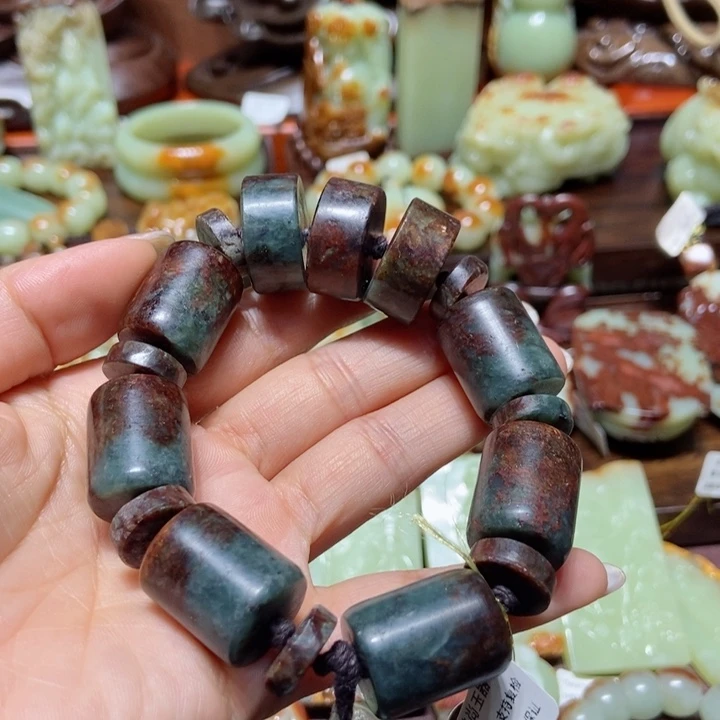 岫岩河磨玉（透闪石质玉）手链未镶嵌