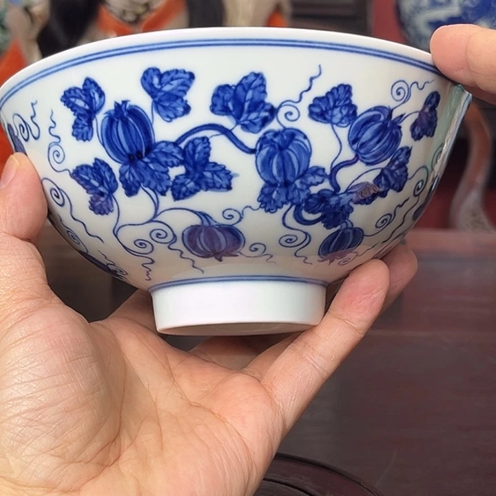 碗瓷青花瓜果绵绵纹宫碗