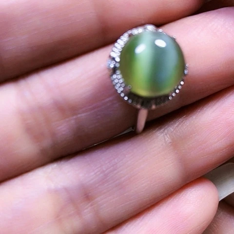 和田玉银S925镶嵌戒指