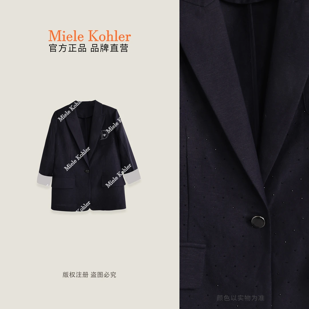 【暗夜之城】夏季烫钻满天星亚麻西装外套MKAX81369【澳门小源同款】