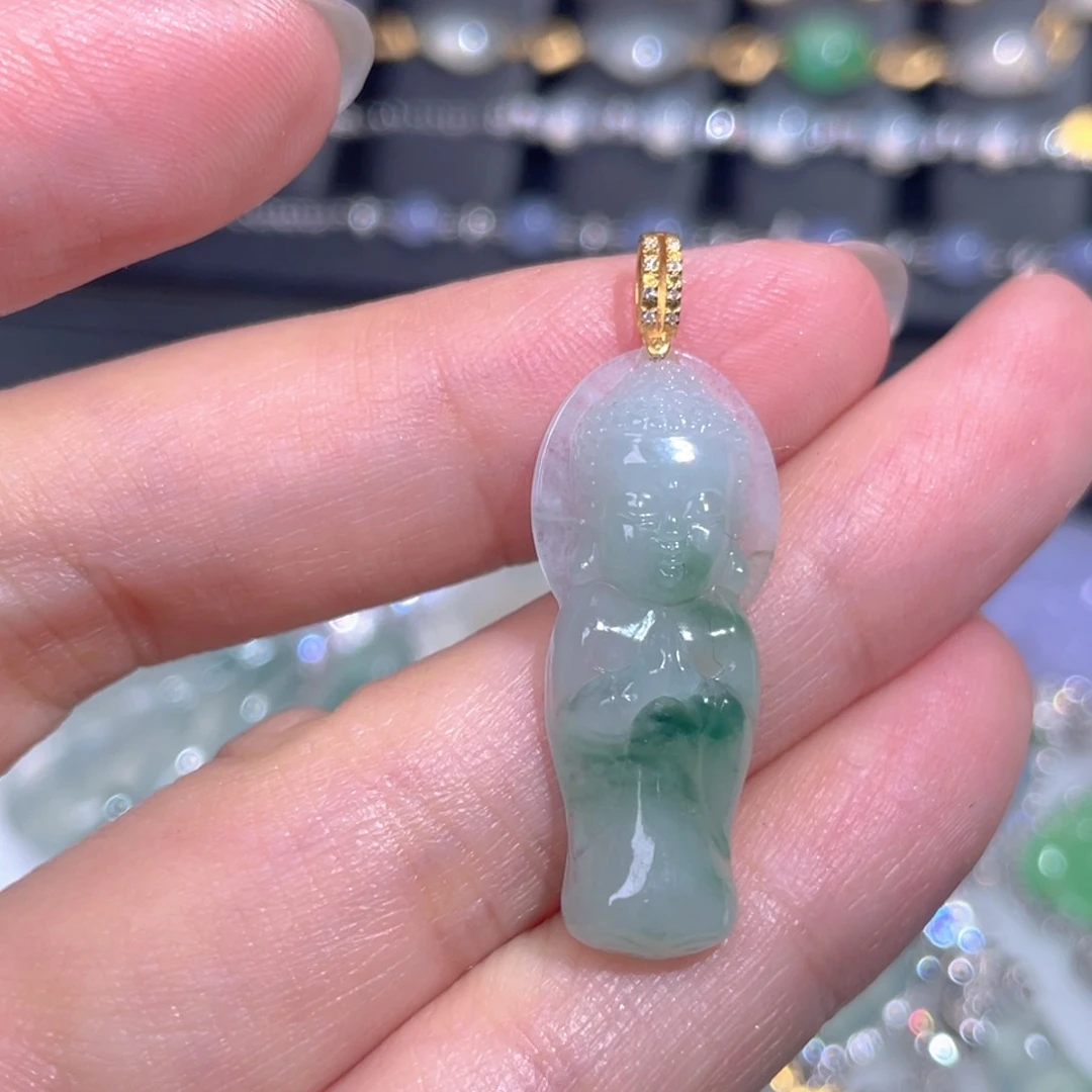 颈饰18K金镶嵌翡翠翡翠