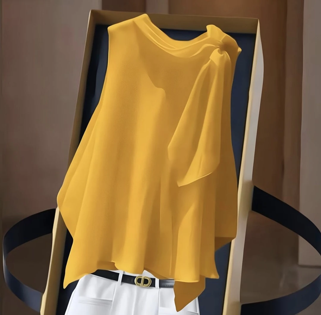 洋气别致法式无袖小衫女2025夏季新款薄荷曼波爆款简约遮肚子通勤