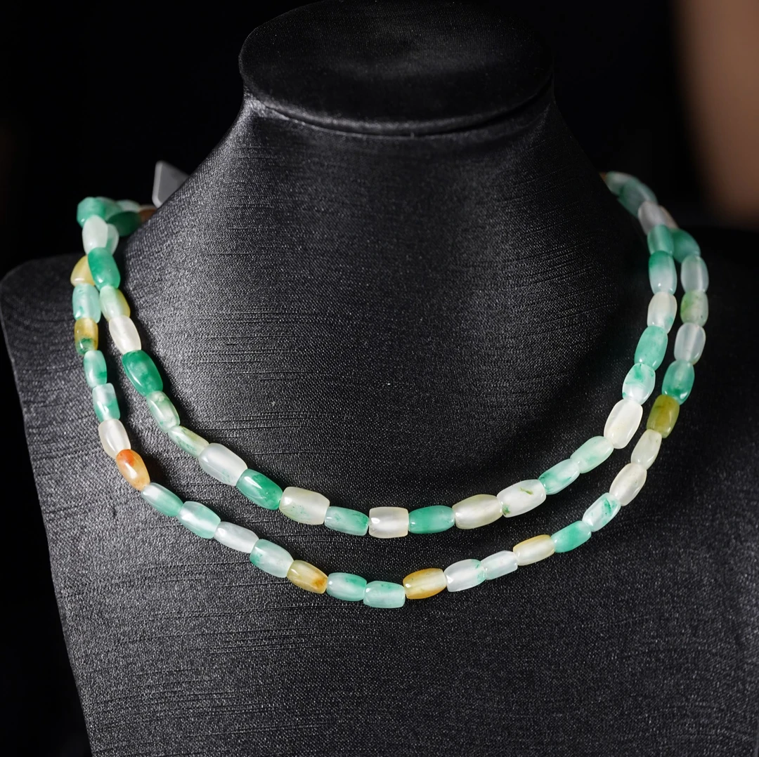 石英质玉非洲翠飘花随型多圈手串玉手串