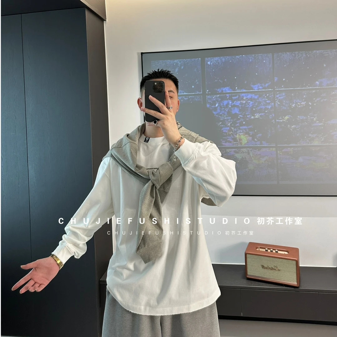 CHUJIE韩版时尚潮牌休闲字母印花长袖卫T