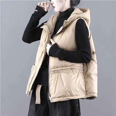 DUCURNO连帽马甲羽绒服女冬季2026新款休闲气质加厚保暖短款外套