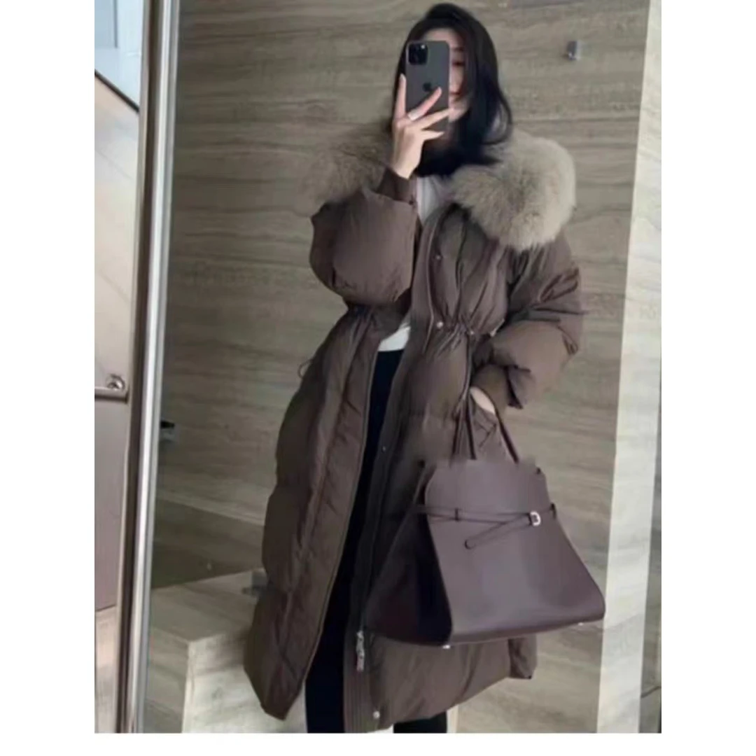 美拉德大被子狐狸毛服女过膝长款2025新款冬装加厚外套显瘦时尚