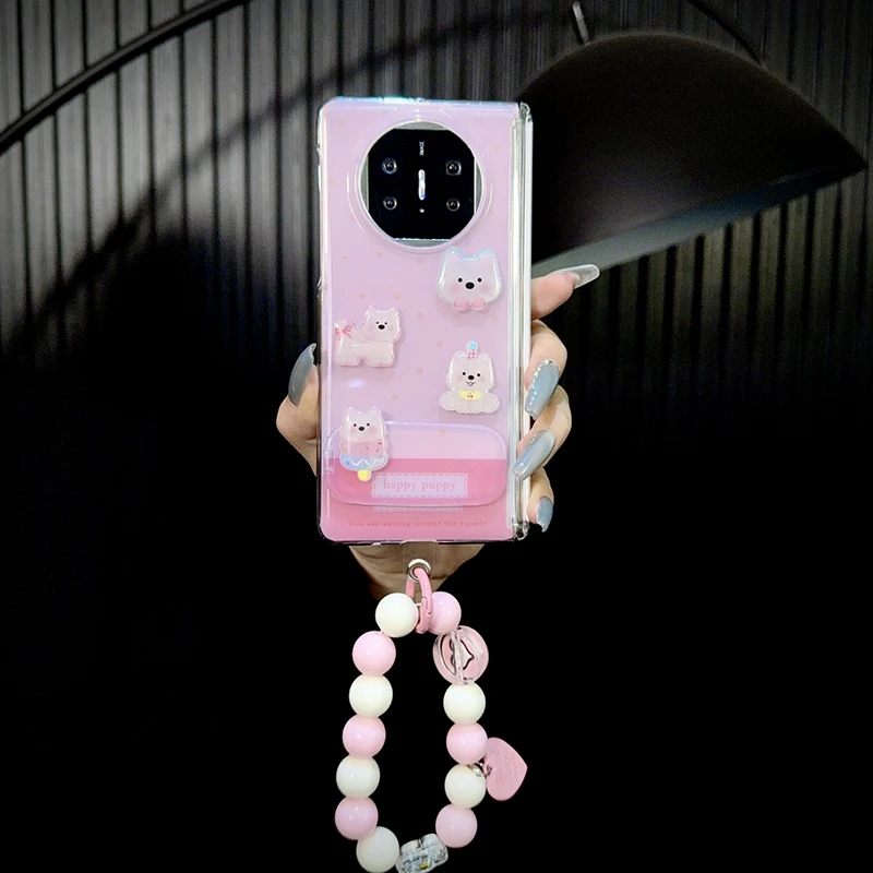 夏日适用华为matex5手机壳新款x6典藏版可爱x3小狗带支架手链女款