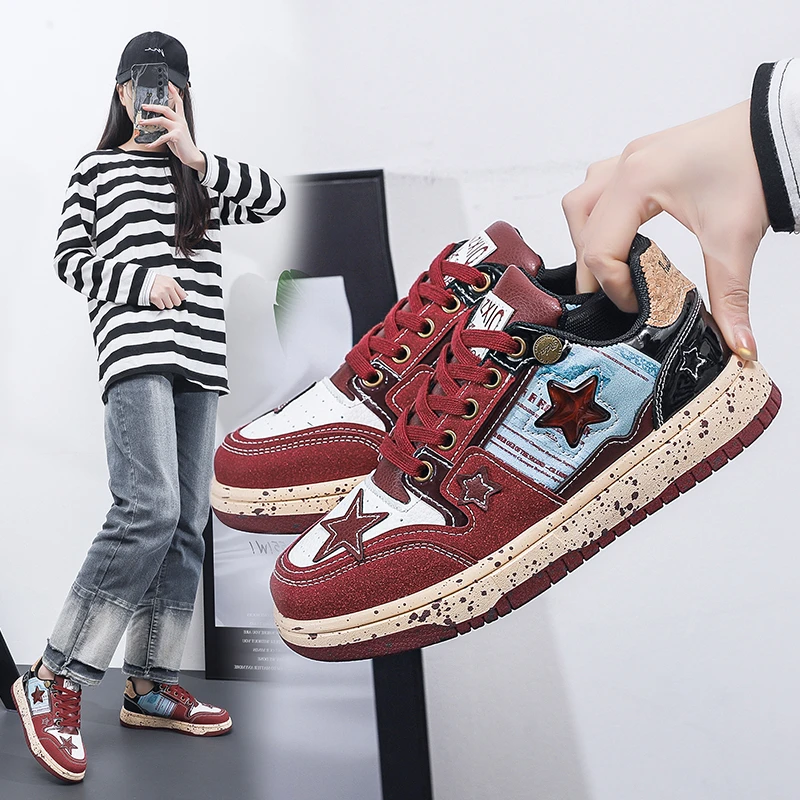 女鞋2024新款低帮板鞋情侣舒适星星鞋鞋透气百搭6623