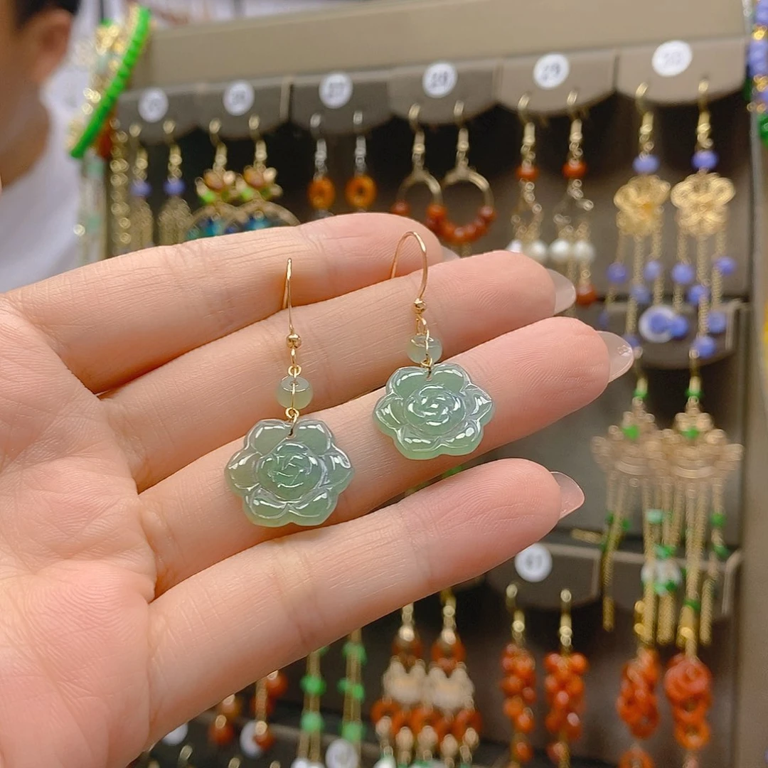 翡翠合金耳饰翡翠