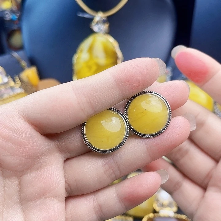 琥珀银S925镶嵌裸石