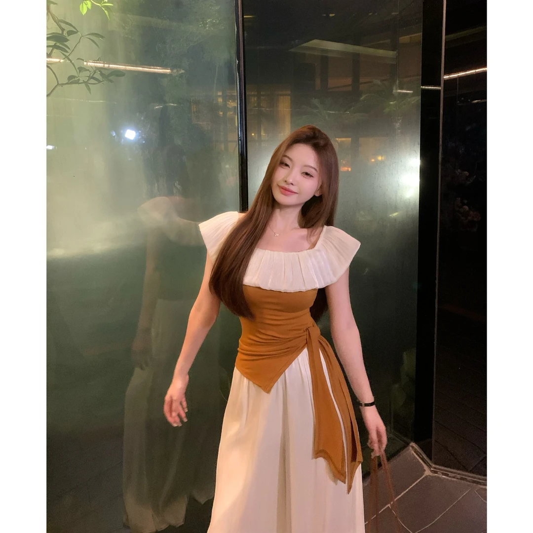 SZA【仲夏田园】夏季新款设计感绝美可一字肩显瘦T恤上衣A-1943