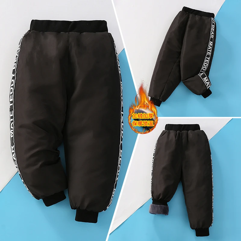 冬季儿童加绒加厚休闲裤宽松直筒束脚棉裤童装宝宝男童女童运动裤