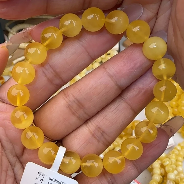 手链蜜蜡未镶嵌鸡油黄金绞蜜圆珠手串